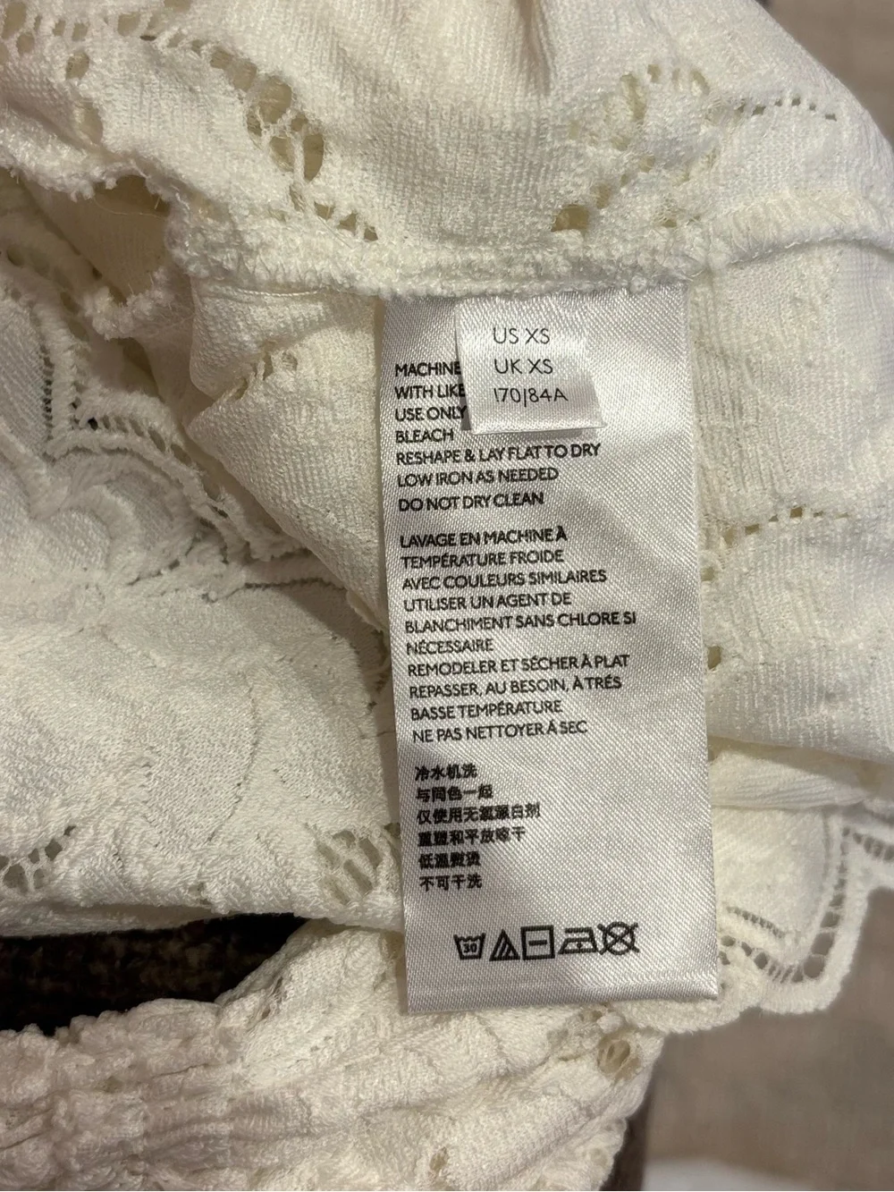 Free People NWOT Olivia Lace Top Long-Sleeve Smock Ivory Boho Blouse Women's XS